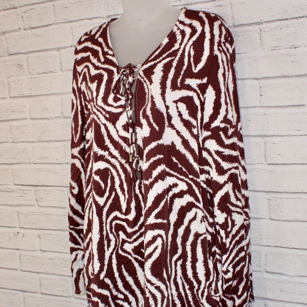 La Blanca Plus Size 1X Fierce Lace-Up Tunic Zebra Animal Print Swim Coverup $144 - Picture 5 of 8